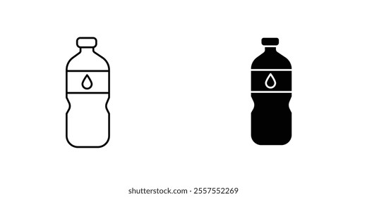 Bottle outlined and solid icon vector collection.