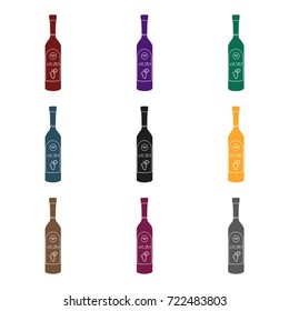 Bottle of ouzo icon in black style isolated on white background. Greece symbol stock vector illustration.