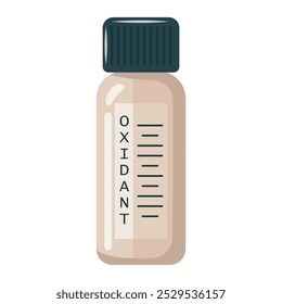 Botella con oxidante para teñir el cabello. Ilustración vectorial aislada sobre fondo blanco.