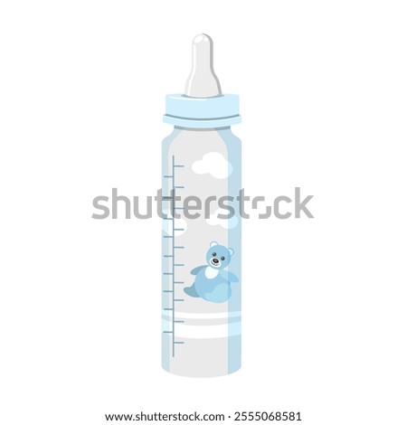 A bottle with a pacifier for drinking babies, isolated on a white background.Vector illustration.