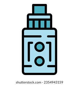 Bottle pack icon outline vector. Electronic vape. Smoke cig color flat