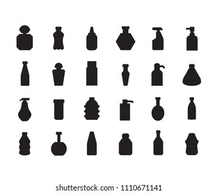 bottle package icons set