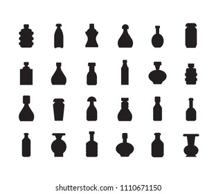 bottle package icons set