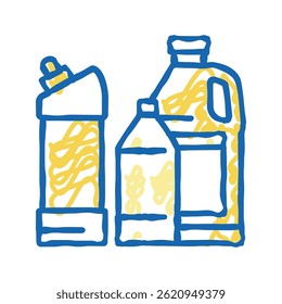 Paquetes de botellas de plástico Doodle icono de boceto Vector. Paquetes de botellas de plástico de residuos. Ilustración de símbolo aislado
