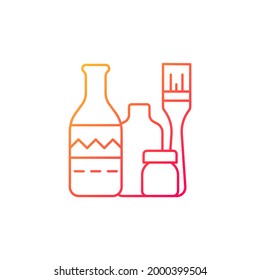 Bottle painting gradient linear vector icon. Home decor. Repurposed wine bottles. Flower homemade vases. Thin line color symbols. Modern style pictogram. Vector isolated outline drawing