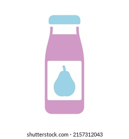 Bottle of pear juice isolated vector glyph icon. Graph symbol for children and newborn babies web site and apps design, logo, app, UI