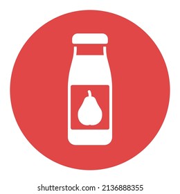 Bottle of pear juice vector glyph icon. Graph symbol for children and newborn babies web site and apps design, logo, app, UI