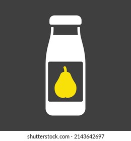 Flasche Birnensaft, Vektorgrafik einzeln auf Glyphsymbol. Graph Symbol für Kinder und Neugeborene Website und Design von Apps, Logo, App, UI
