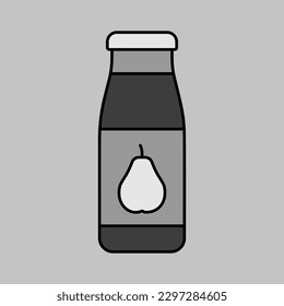 Bottle of pear juice vector isolated grayscale icon. Graph symbol for children and newborn babies web site and apps design, logo, app, UI