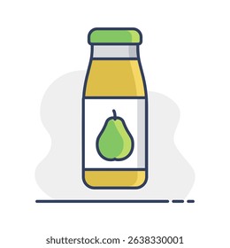 Bottle of pear juice vector isolated icon. Graph symbol for children and newborn babies web site and apps design, logo, app, UI
