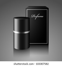 Bottle of perfume, deodorant with box