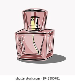 Bottle of perfume. Eau de Toilette. Cosmetics store. Spa advertisement. Set of vector isolated images of perfumery.