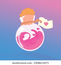 a bottle of perfume with a heart in the middle.