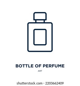 bottle of perfume icon from art collection. Thin linear bottle of perfume, beauty, female outline icon isolated on white background. Line vector bottle of perfume sign, symbol for web and mobile