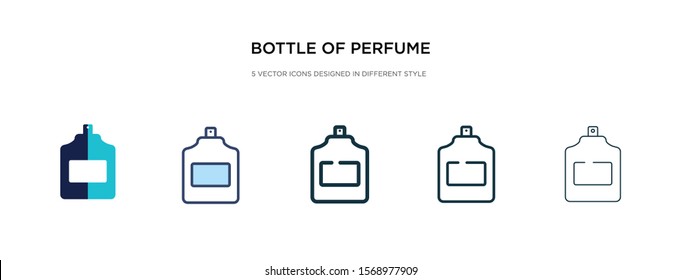 bottle of perfume icon in different style vector illustration. two colored and black bottle of perfume vector icons designed in filled, outline, line and stroke style can be used for web, mobile, ui