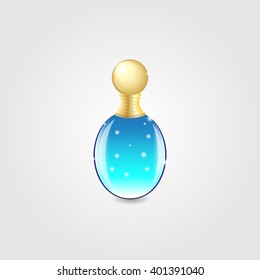 a bottle of perfume on a gray background