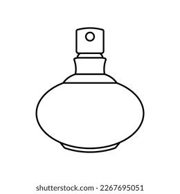 Bottle of perfume. Silhouette of perfume bottle. Arome bottle linear icon. Vector illustration