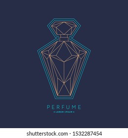 Bottle of perfume. Vector illustration. Linear image perfume to monogram.