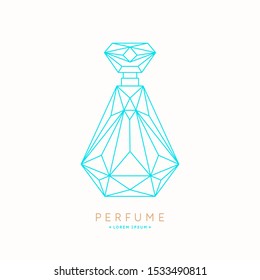 Bottle of perfume. Vector illustration. Linear image perfume to monogram.