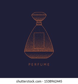 Bottle of perfume. Vector illustration. Linear image perfume to monogram.
