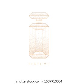 Bottle of perfume. Vector illustration. Linear image perfume to monogram.