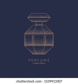 Bottle of perfume. Vector illustration. Linear image perfume to monogram.