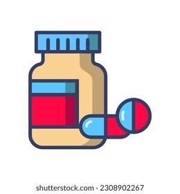 bottle pill icon of color style design vector template