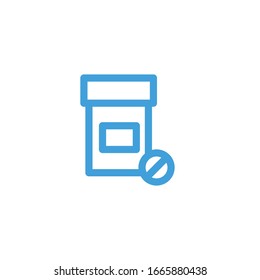 Flasche Tablettensymbol. Liniendesign-Vorlage. Vektorillustration