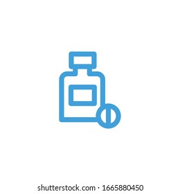 Bottle of pill icon. Line design template. Vector illustration