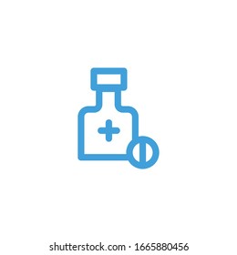 Bottle of pill icon. Line design template. Vector illustration