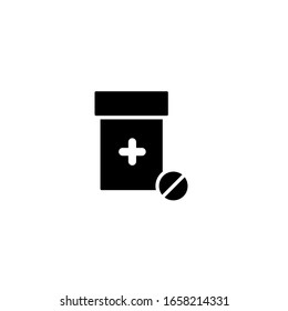 Bottle and pill icon template. Vector illustration  