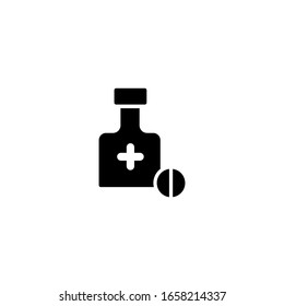 Bottle and pill icon template. Vector illustration  