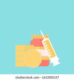 bottle of pill syring object equipment for health care