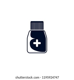 bottle with pill vector icon isolated on white background
