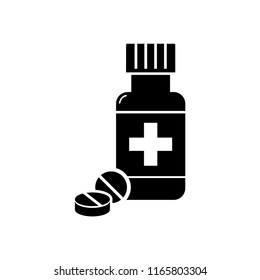 bottle pills, capsule, tablet icon vector template 
