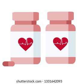 Bottle of pills with heart illustration
