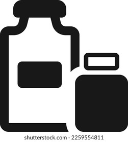bottle and pills icon. Flat design style. Made in vector