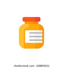 bottle of pills icon, flat style
