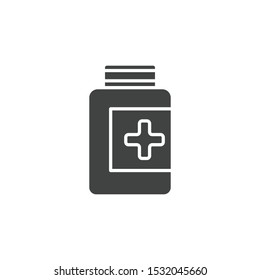 Bottle of pills icon isolated on white background. Medicine symbol modern, simple, vector, icon for website design, mobile app, ui. Vector Illustration