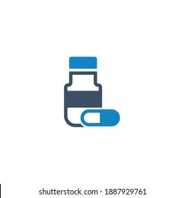 Bottle pills icon (vector illustration)