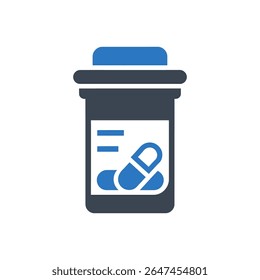 Garrafa com comprimidos dentro para ícone de medicação