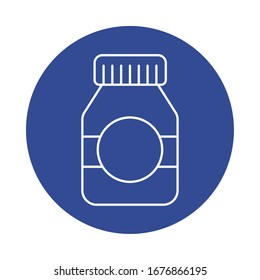 bottle of pills, line block style icon vector illustration design