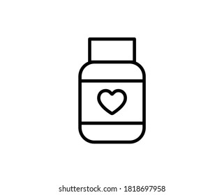 Bottle of pills line icon. High quality outline symbol for web design or mobile app. Thin line sign for design logo. Black outline pictogram on white background