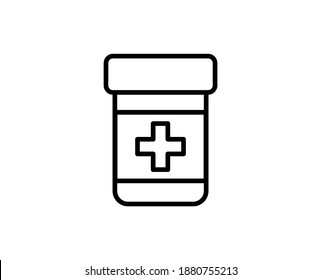 Bottle of pills line icon. High quality outline symbol for web design or mobile app. Thin line sign for design logo. Black outline pictogram on white background