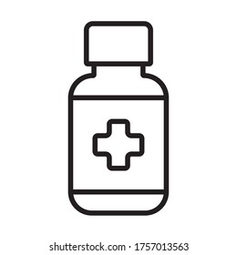 bottle of pills, medicines, line style icon vector illustration design