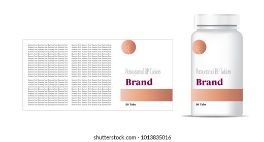 bottle of pills on the gray background. Front view. 3D illustration.