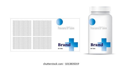 bottle of pills on the gray background. Front view. 3D illustration.