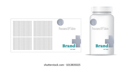 bottle of pills on the gray background. Front view. 3D illustration.