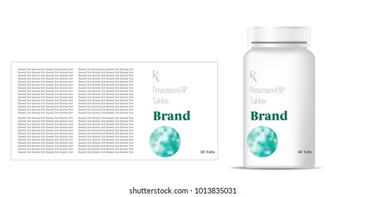 bottle of pills on the gray background. Front view. 3D illustration.