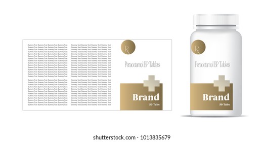 bottle of pills on the gray background. Front view. 3D illustration.